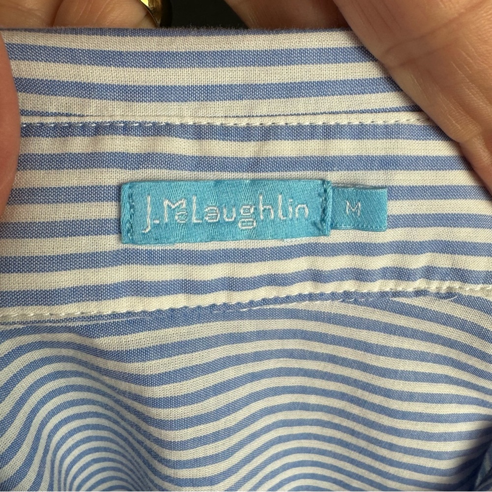 J. McLaughlin Blue and White Striped Tunic Medium Lightweight - Picture 3 of 4